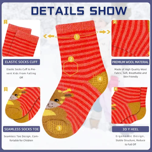 Miniatura 64 de Eocom 6 pares de calcetines de invierno cálidos de lana para niños y niñas