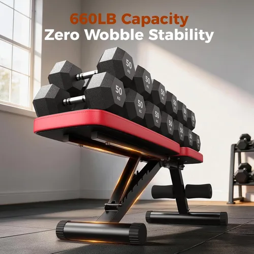 Miniatura 8 de NICEPEOPLE Banco de pesas básico para gimnasio en casa, banco ajustable de 8 respaldos con capacidad de peso de 299 kg para pecho, hombros, brazos