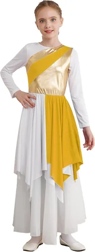 Miniatura 101 de CHICTRY Vestido de baile lírico sin mangas asimétrico para niñas, disfraz de adoración litúrgica contemporánea