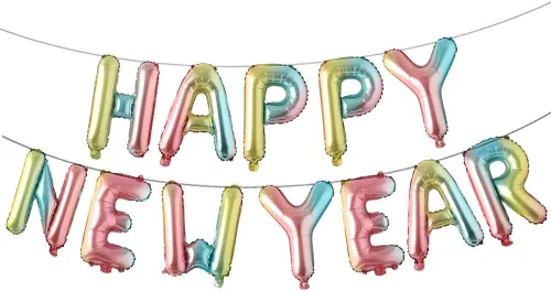 Miniatura 12 de Cartel de Feliz Año Nuevo de 16 pulgadas - Globo de aluminio 2021 para decoración de fiestas, suministros de celebración (negro)