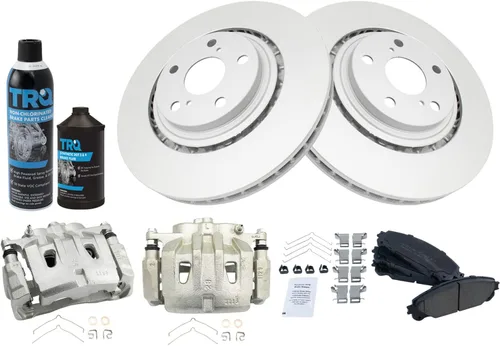 Miniatura 2 de Kit de pastillas de freno delantero, pinzas y rotores TRQ Compatible con Lexus 2010-2015 Toyota 2010-2018