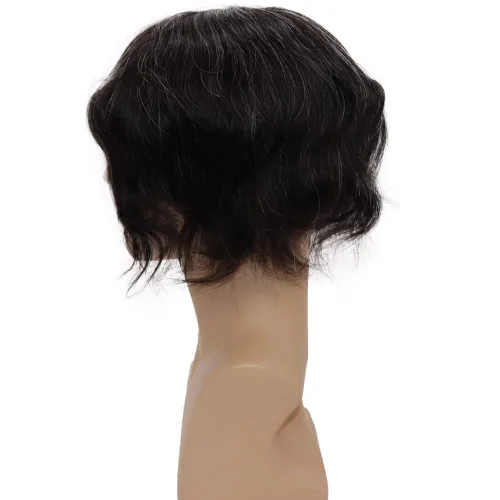 Miniatura 4 de toupee tupé para hombres 0.002 in ultra suave y transparente piel fina con bucle en V línea capilar natural para hombre, extensiones de cabello 1B