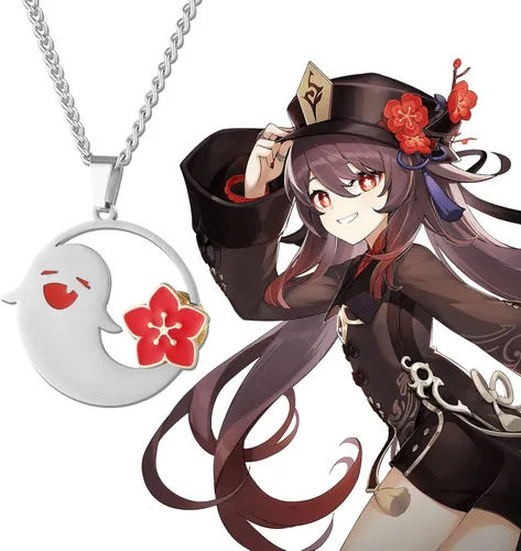 Miniatura 2 de Boryeer Genshin Impact - Collar de cosplay de personajes de Hu Tao, lindo fantasma de Halloween, regalos para los amantes del anime