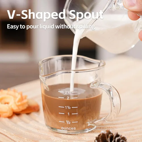Miniatura 5 de Vaso de chupito espresso de 3 onzas con boquilla doble Barista con mango de vertido (paquete de 2)