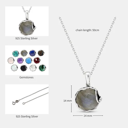 Miniatura 22 de 925 Sterling Silver Gemstone Necklaces for Women - Birthstone - Silver Pendant Necklaces - Statement Necklace Silver - Everyday Jewelry Silver