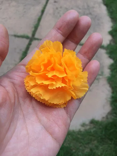 Miniatura 4 de 50 flores de tela artificial de caléndula falsa (naranja dorado)