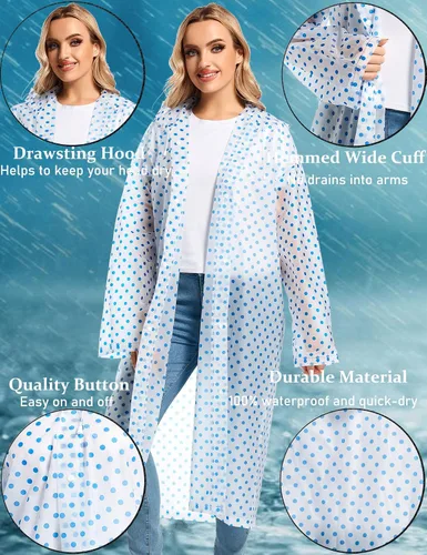 Miniatura 140 de 2 abrigos de lluvia de Borogo para adultos, chaquetas de lluvia reutilizables para hombres y mujeres