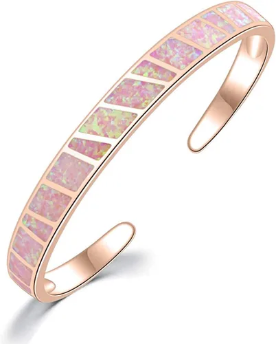 Miniatura 9 de CiNily Pulsera de ópalo para mujer, chapada en oro, hipoalergénica, con piedras preciosas abiertas