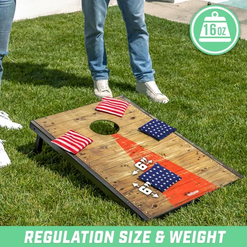 Miniatura 4 de GoSports Official Regulation Cornhole Bean Bags Set of 8 – for Competitive Cornhole Games - All Weather - American Stars and Stripes or Red and Blue