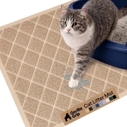 Miniatura 71 de Gorilla Grip - Tapete para atrapar la arena del arenero de gatos, 100% impermeable, fácil de limpiar, respaldo texturizado, suelos más limpios, se