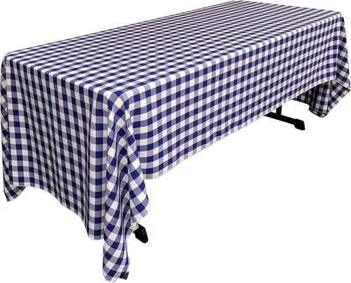 Miniatura 54 de LA Linen Mantel rectangular de poliéster Gingham a cuadros 60 por 84 pulgadas, blanco y verde oscuro