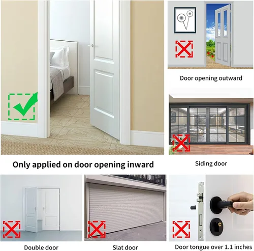 Miniatura 5 de Rerishom Cerradura de puerta portátil, cerradura extra para mayor privacidad y seguridad en casa, hotel, apartamento, AirBNB - Rojo