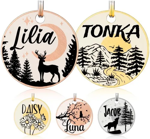 Etiqueta de perro personalizada de doble color, etiquetas de identificación de perro personalizadas grabadas para mascotas, placa de identificación