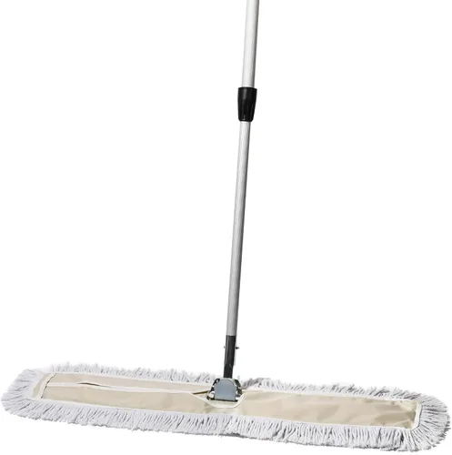 Miniatura 9 de Trapeador de polvo comercial – Barredora de piso de 18 pulgadas para madera dura, cabezal de trapeador de algodón reutilizable, mango extensible