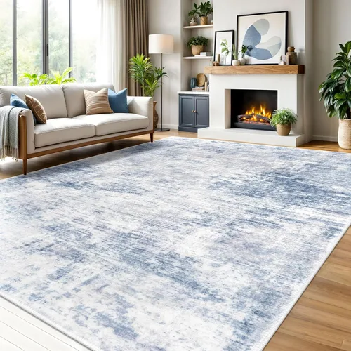 Miniatura 116 de IOHOUZE Alfombra pequeña abstracta de 2 x 3 pies, alfombra de entrada lavable para entrada interior, alfombras con respaldo de goma, alfombra gris
