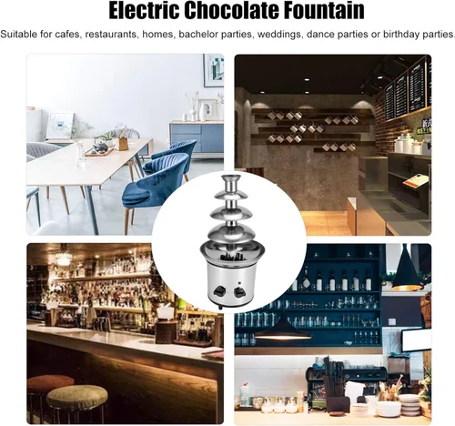 Miniatura 4 de Luqeeg Fuente de fondue de chocolate, máquina eléctrica de fuente de chocolate de 4 capas, máquina de fusión de chocolate de acero inoxidable, torre