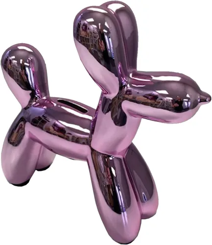 Miniatura 3 de Creative Gifts International Alcancía de animales con globo de perro negro, con acabado metálico, decoración de guardería o escritorio, ranura