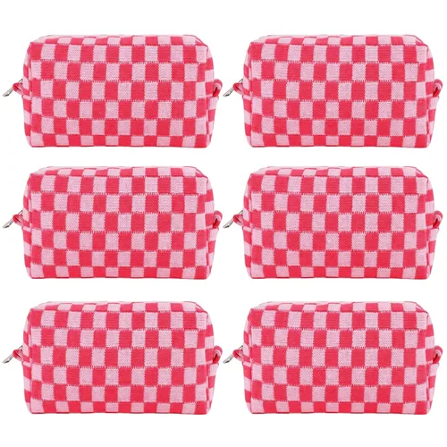 Miniatura 12 de ZLFSRQ Bolsa de maquillaje a cuadros para mujer, grande y pequeña, juego de bolsa de cosméticos a cuadros, bolsas de aseo de viaje, bolsa de Cuadros