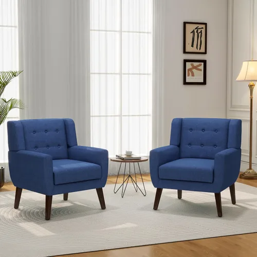 Miniatura 44 de Silla decorativa, sillas de tela moderna de mediados de siglo con brazos para sala de estar, cómodo sillón tapizado para dormitorio, sala de espera