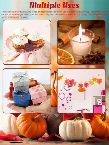 Miniatura 6 de 7 moldes de resina de Halloween de Acción de Gracias, moldes de silicona para fondant de calabaza de Kalolary y arce, molde epoxi de calabaza 3D