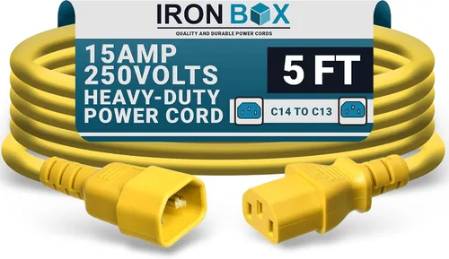 Miniatura 54 de IronBox Electric - Cable de Alimentación C14 a C13 de Servicio Pesado, 15A, 250V, Cable de Extensión para Computadora 14/3 AWG - Cables