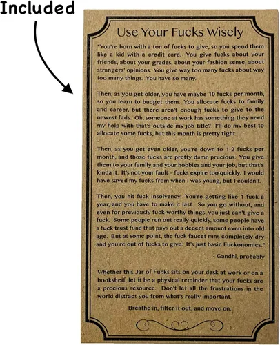 Miniatura 2 de Give a Fuck - FUCK wooden cutouts - Make your own 12oz Jar of Fucks! 170 per pack - (Explanation Card Included)