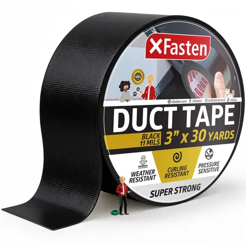 Miniatura 11 de XFasten Cinta adhesiva superfuerte, color blanco, 24.9 x 90.6 ft, cinta adhesiva impermeable para uso al aire libre, interior, escuela e industrial