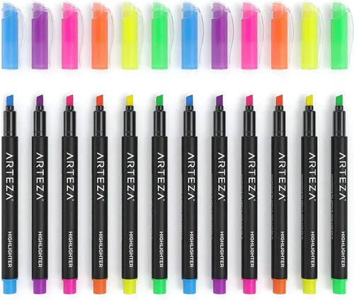 Miniatura 6 de ARTEZA Resaltadores – Juego de 60 colores neón surtidos con puntas de cincel estrechas, tinta de secado rápido para la escuela, oficina, diario