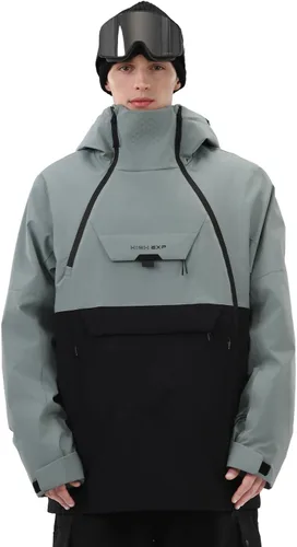 Miniatura 7 de Chaqueta de esquí para hombre 3L Anorak de snowboard, chamarra de nieve holgada con capucha, impermeable, cortavientos, aislante, para invierno
