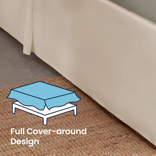 Miniatura 3 de SLEEP ZONE - Faldas plisadas de cama tamaño completo, con caída a medida de 15 pulgadas, de fácil ajuste, antiestáticas, resistentes a la Beige