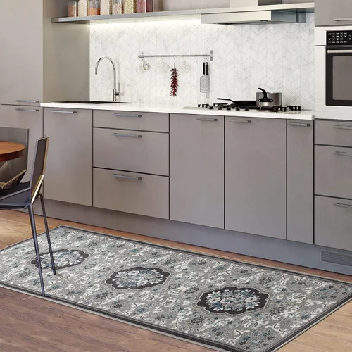 Miniatura 19 de Antep Rugs - Alfombras antideslizantes (no se desliza) 2 x 4 con respaldo de goma con diseño floral moderno de bajo perfil para cocina