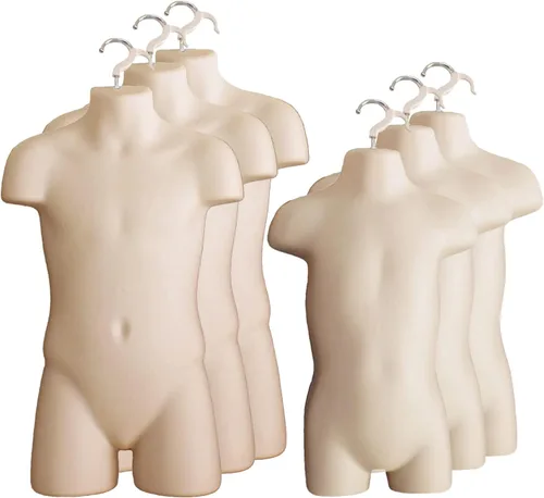 Miniatura 8 de Maniquí de inyección de plástico para torso y gancho para colgar en forma de torso para niños pequeños y niños (color negro, juego de 1)