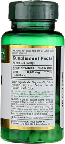 Miniatura 7 de Nature's Bounty Biotin 10000 mcg, apoya el cabello saludable - piel y uñas - cápsulas blandas de liberación rápida - 120
