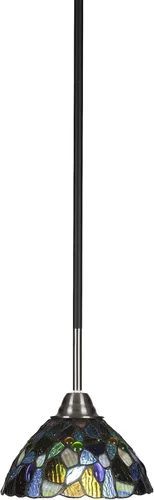 Miniatura 260 de Toltec Lighting Paramount - Mini colgante de 1 luz en acabado negro mate con cristal de arte perla de 7 pulgadas y estilo negro