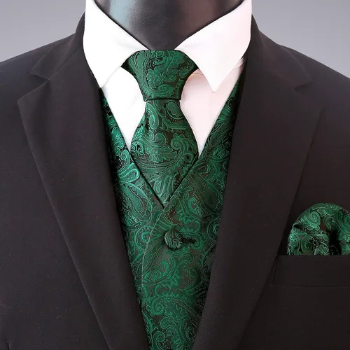 Miniatura 3 de Alizeal Chaleco de traje de cachemira para hombre, corbata de lazo autoatada, conjunto de corbata y bolsillo cuadrado de 3.5in