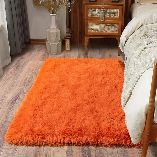 Miniatura 10 de Alfombras suaves para pasillos de dormitorio, nuevas, con parte inferior antideslizante mejorada, de 2 x 3, alfombra esponjosa y peluda verde