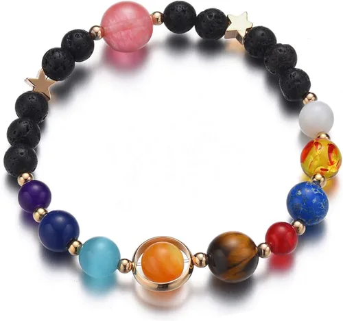 Miniatura 28 de Pulsera de cuentas de piedra para mujer, diseño de galaxia del universo de 8 planetas o 9 planetas en el sistema solar, pulseras de estrella