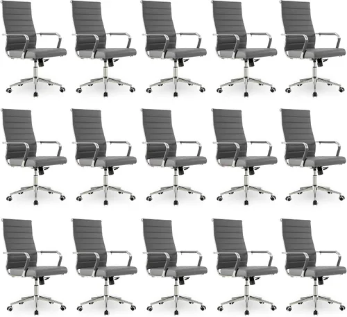 Miniatura 43 de Okeysen Office Desk Chair, Ergonomic Leather Modern Conference Room Chairs, Executive Ribbed Height Adjustable Swivel Rolling Chair for Home Office