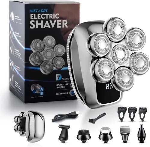 Miniatura 6 de Afeitadoras de cabeza para hombres calvos, afeitadoras eléctricas para hombres - Maquinilla de afeitar eléctrica inalámbrica impermeable IPX7