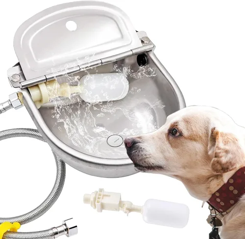 Dispensador automático de cuencos de agua para perros, comedero de agua de acero inoxidable para aves de corral y ganado pequeño