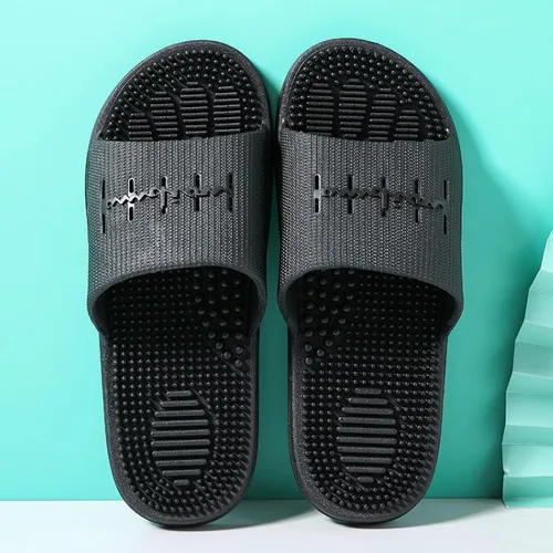 Promociona la circulación sanguínea, cómodas pantuflas de masaje, pantuflas antideslizantes de fondo grueso, color negro, 40-41, sandalias de
