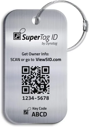 Dynotag Sentry Series - Etiqueta de identificación inteligente de equipaje con red de metal sólido + lazo de acero, con DynoIQ y servicio de