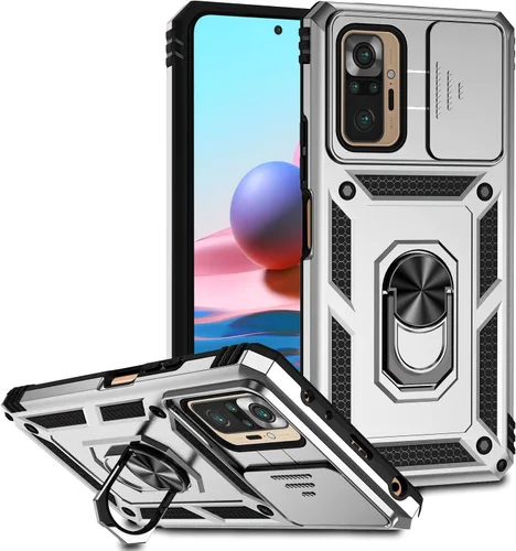 Funda compatible con Redmi Note 10 Pro 4G, compatible con Xiaomi Redmi Note 10 Pro 4G, funda 2 en 1 con soporte estable con cubierta deslizante para