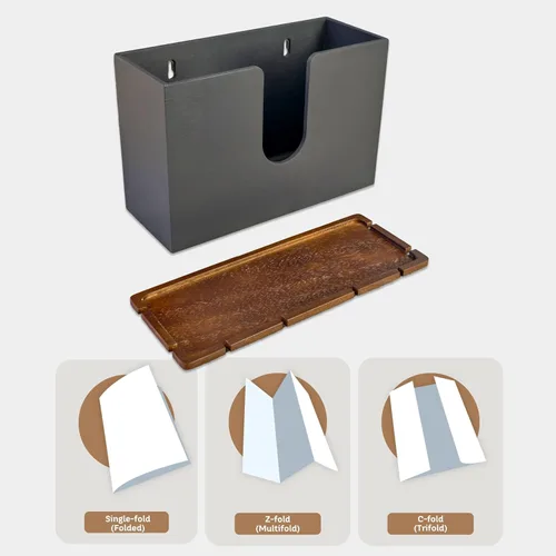 Miniatura 7 de eBun Soporte de toallas de papel plegadas de bambú – Dispensador de toallas de papel para montaje en pared y encimera para baño, cocina y oficina