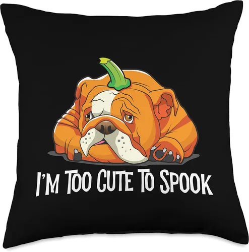 Miniatura 5 de Funny English Bulldogs English Bulldog - Almohada de Halloween con diseño de calabaza espeluznante para perrito, 16 x 16 pulgadas, multicolor