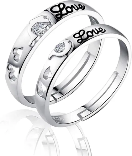 Miniatura 14 de Couples Rings Set Matching Promise Rings Adjustable Wedding Trendy Titanium Stainless Steel Rings for Couples Valentines Day Jewelry