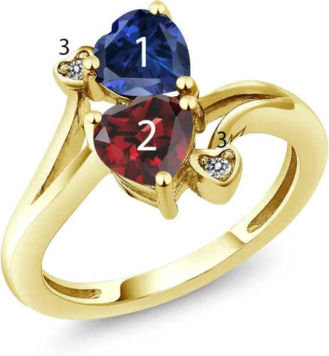Miniatura 2 de Gem Stone King Anillo de compromiso de oro amarillo de 10 quilates personalizado y personalizado para construir tu propia piedra natal de 2 piedras