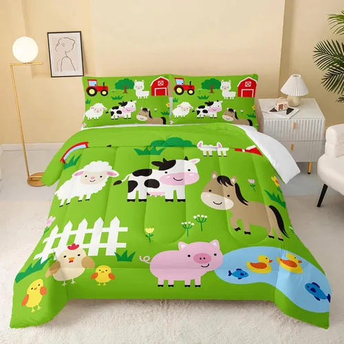 Miniatura 23 de QOOMO - Juego de edredón de tamaño individual con gatos, juego de edredón azul con nubes para niños, adolescentes, niñas y niños, juego de cama de 3