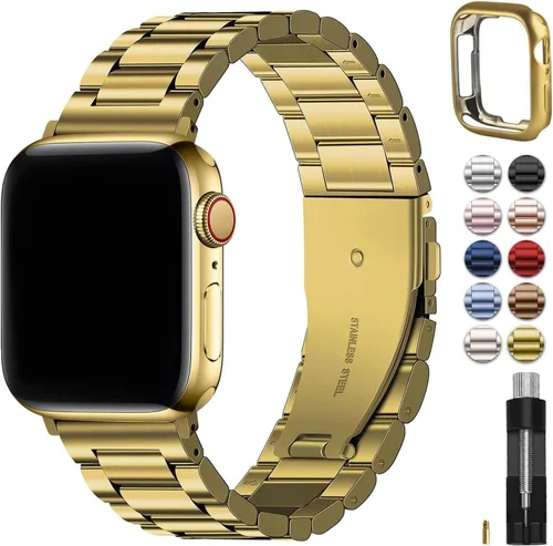 Miniatura 9 de Fullmosa Banda de Metal Compatible con Correas de Apple Watch de 1.61, 1.58, 1.5, 1.81, 1.93, 1.77, 1.73, 1.65 pulgadas, Correa iWatch con Estuche