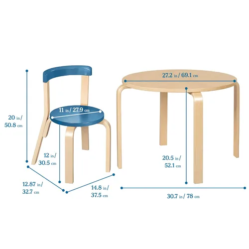 Miniatura 2 de ECR4Kids Juego de mesa Bentwood y silla curvada con respaldo curvo, muebles para niños, contemporáneo, 5 piezas